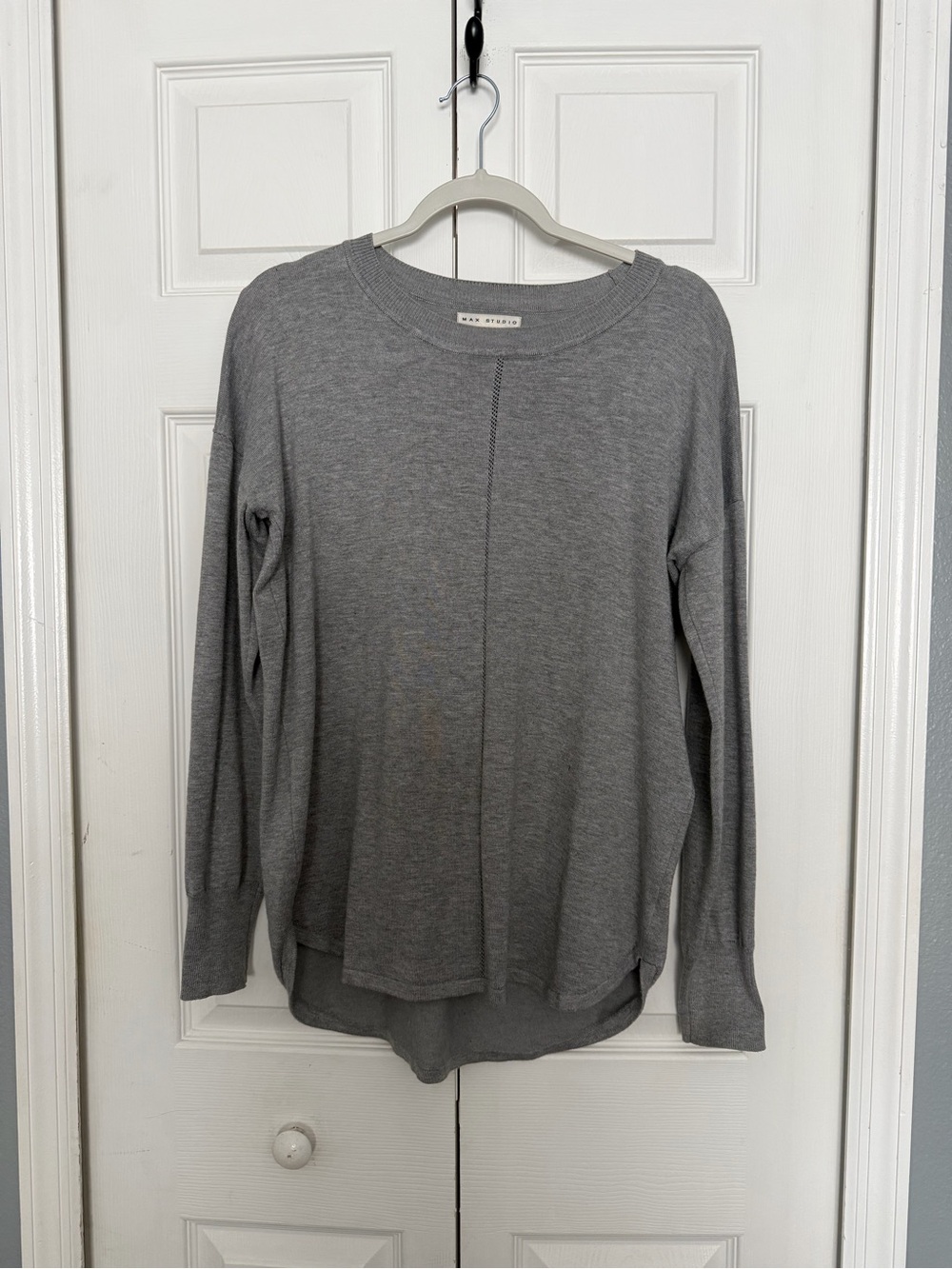 Max Studio Heather Gray Crewneck Sweater